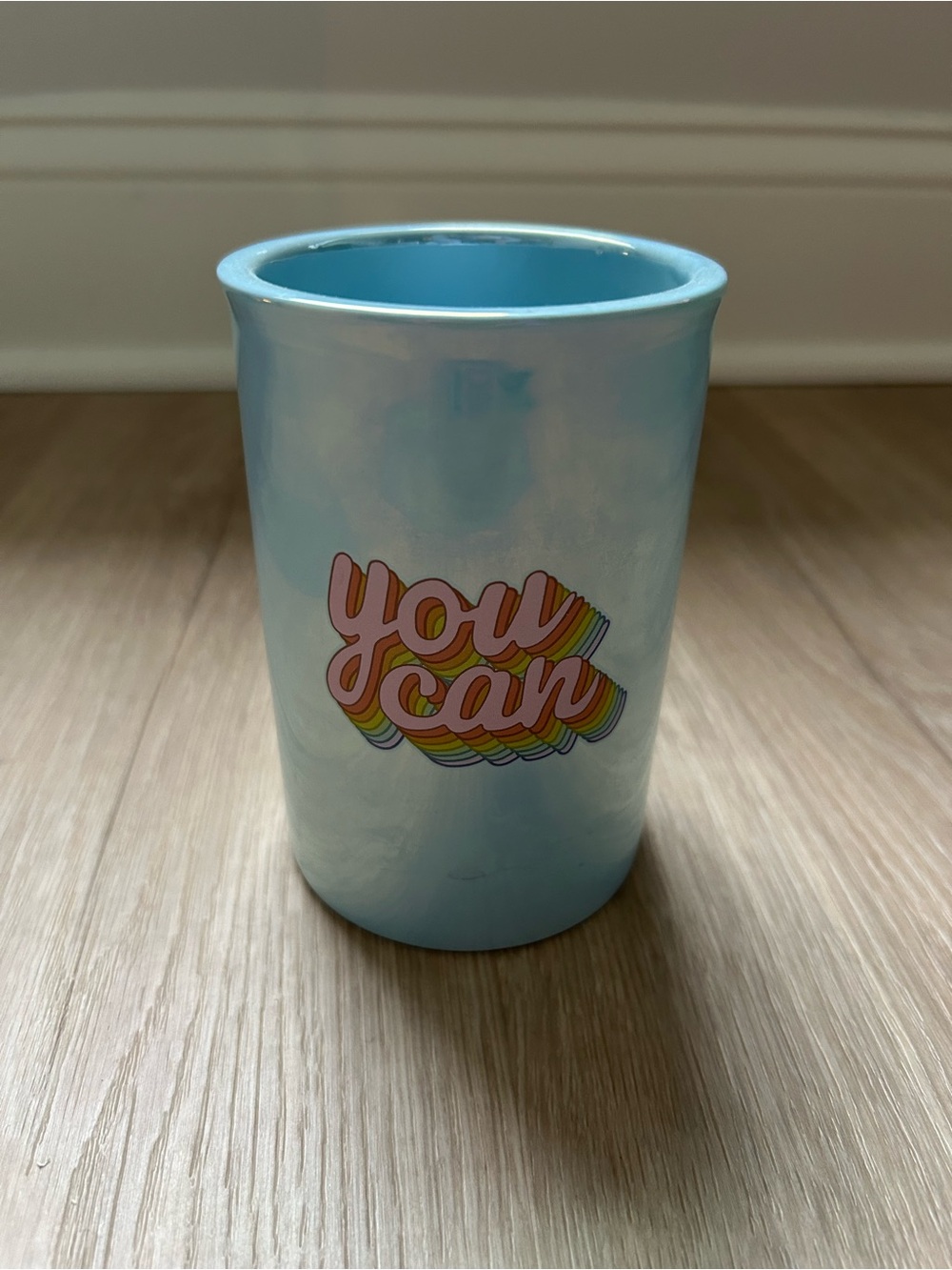 You Can Blue Ceramic Pencil Cup - Great for Makeup Brushes, Pens, Plants